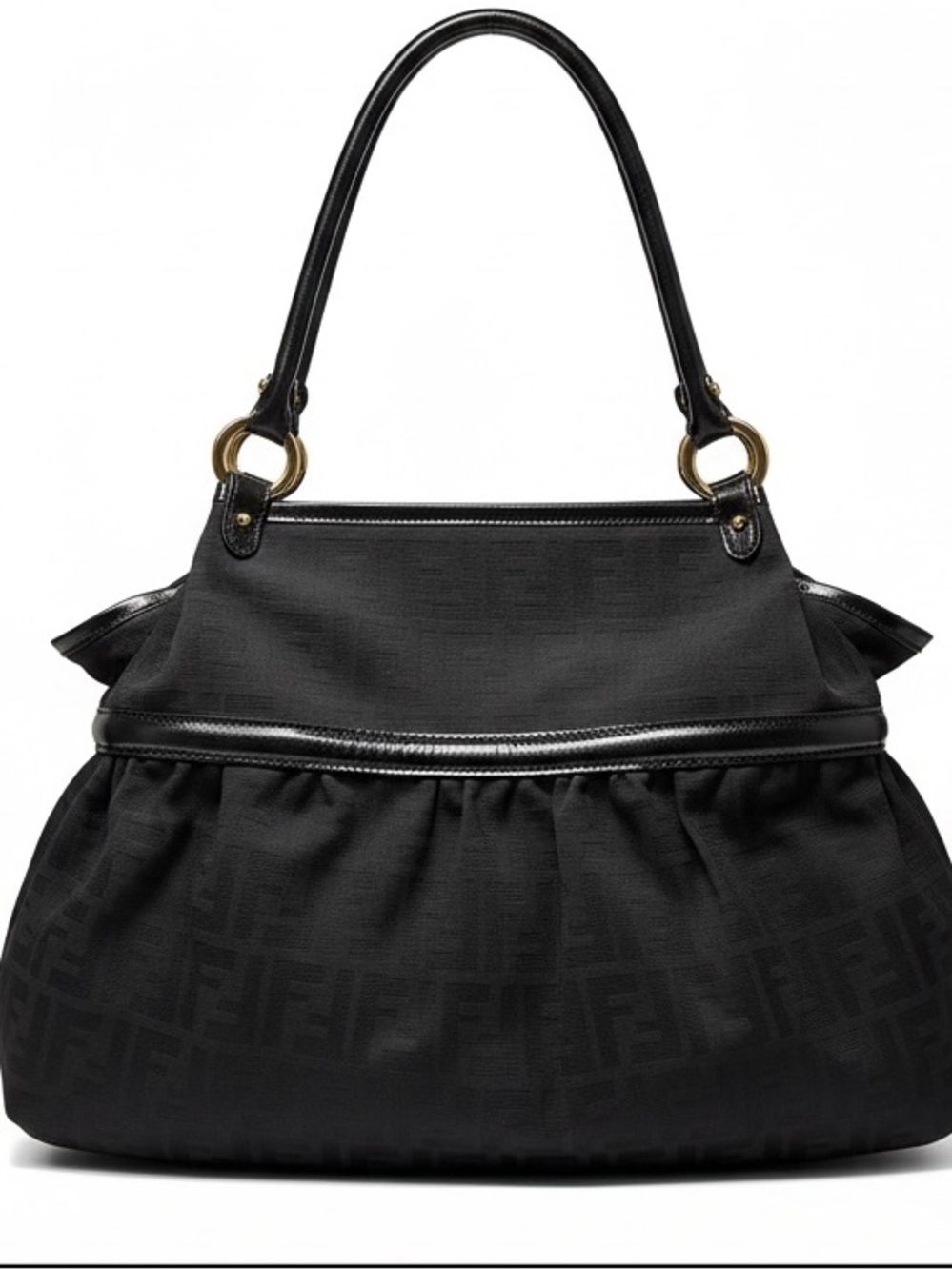 FENDI Chef Bag Black FF Zucca Jacquard Large Hobo Vintage Authentic Italy 🇮🇹